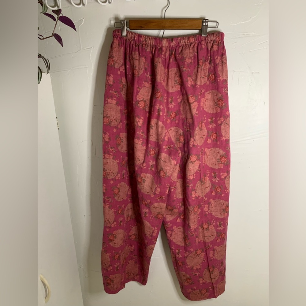 Linen Magenta Wideleg Cottagecore Pants by Subtle Tones - Picture 2 of 10